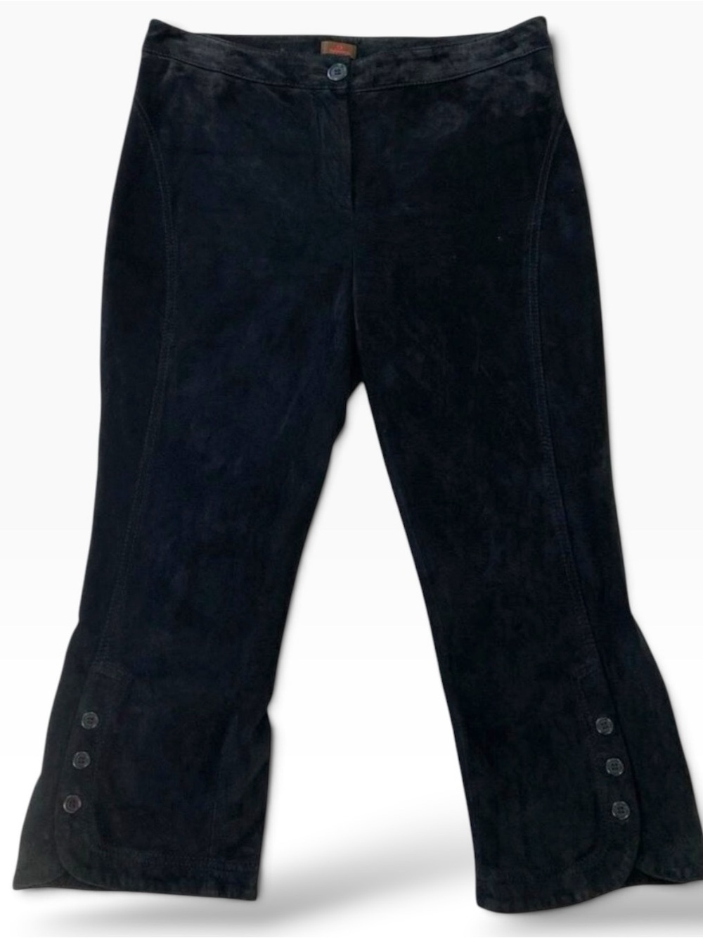 Danier black genuine suede leather capris women washable high waisted size 10